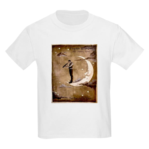CafePress - Psychic Wizardry, Man On The Moon Print T Shirt - Light T-Shirt Kids XS-XL