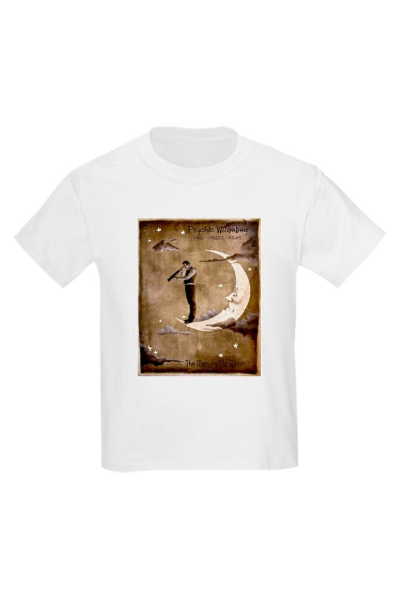 - Psychic Wizardry, Man On The Moon Print T Shirt - Light T-Shirt Kids XS-XL