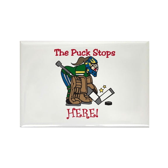 CafePress - Puck Stops Here Magnets - Rectangle Magnet, 2"x3" Refrigerator Magnet