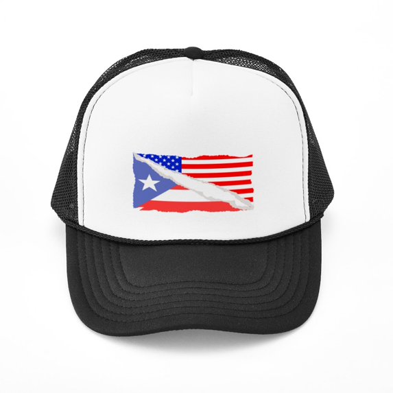 CafePress - Puerto Rican American Flag - Adjustable Unisex Printed Trucker Hat with Mesh Back