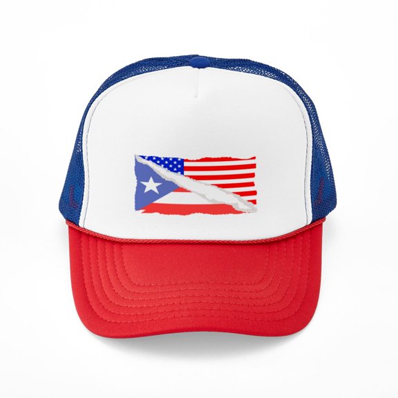 CafePress - Puerto Rican American Flag - Adjustable Unisex Printed Trucker Hat with Mesh Back