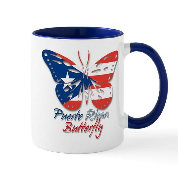 CafePress - Puerto Rican Butterfly Mug - 11 oz Ceramic Mug - Novelty Coffee Tea Cup