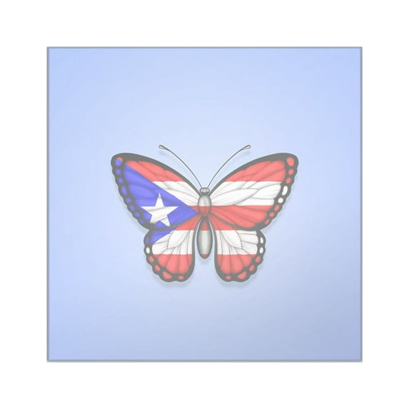 CafePress - Puerto Rican Flag Butterfly On Blue Sticker - Square Sticker 3" x 3"
