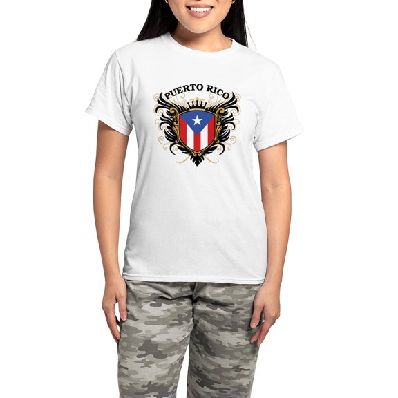 CafePress - Puerto Rico Women's Light Pajamas - Women's Short Sleeve Print T-Shirt and Pants Light Cotton Pajama Set