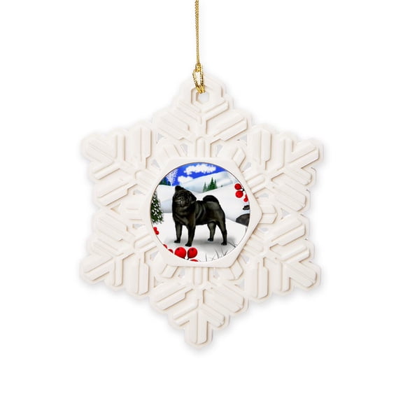 CafePress - Pug Berries - Snowflake Ornament