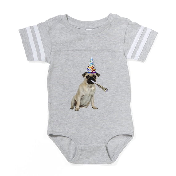 CafePress - Pug Dog Party - Cute Infant Baby Football Bodysuit