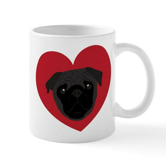 CafePress - Pug Love - 11 oz Ceramic Mug - Novelty Coffee Tea Cup