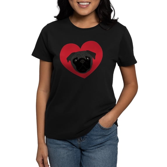 CafePress - Pug Love Women's Classic T Shirt - Women's Traditional Fit Dark T-Shirt