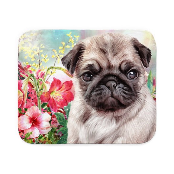 CafePress - Pug Painting - Sherpa Fleece Throw Blanket 60" x 50"