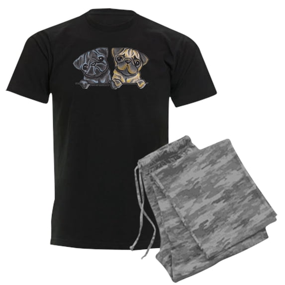 CafePress - Pug Pals Men's Dark Pajamas - Men's Dark Loose Fit Cotton Pajama Set
