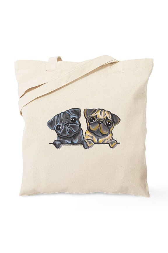 - Pug Pals Tote Bag - Unisex Canvas Tote Bag, Beige, 1-Piece