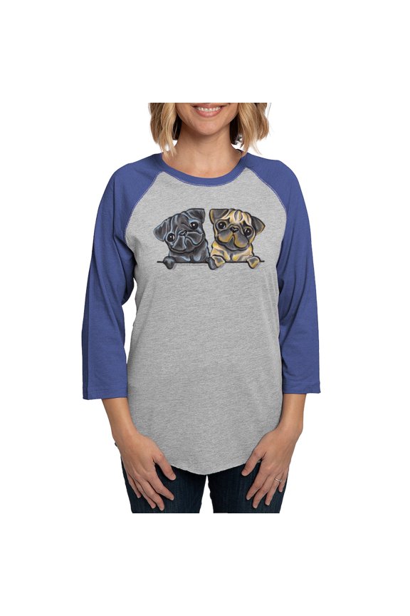 - Pug Pals Women's Baseball T Shirt - Womens Baseball Tee