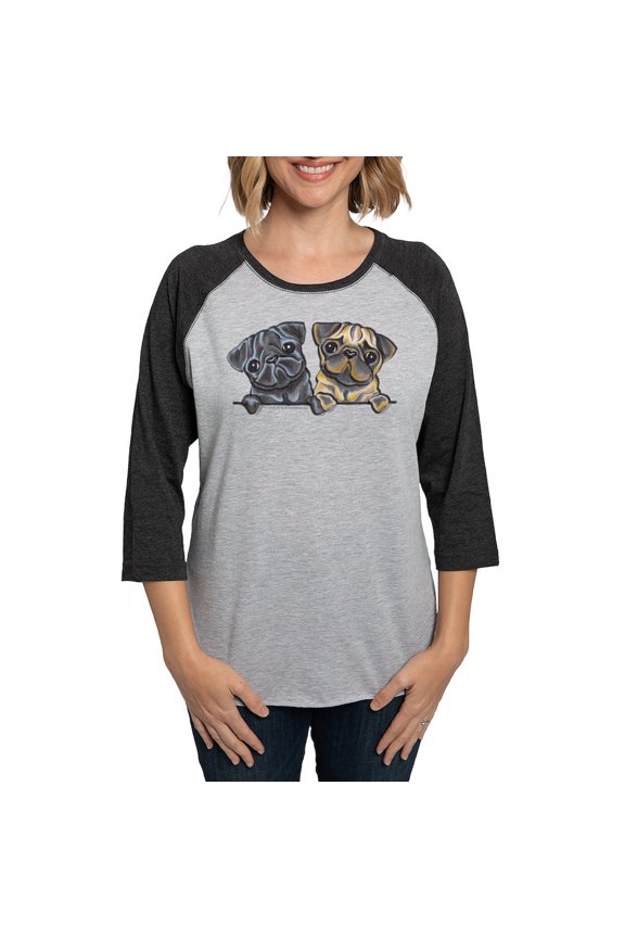 - Pug Pals Women's Baseball T Shirt - Womens Baseball Tee