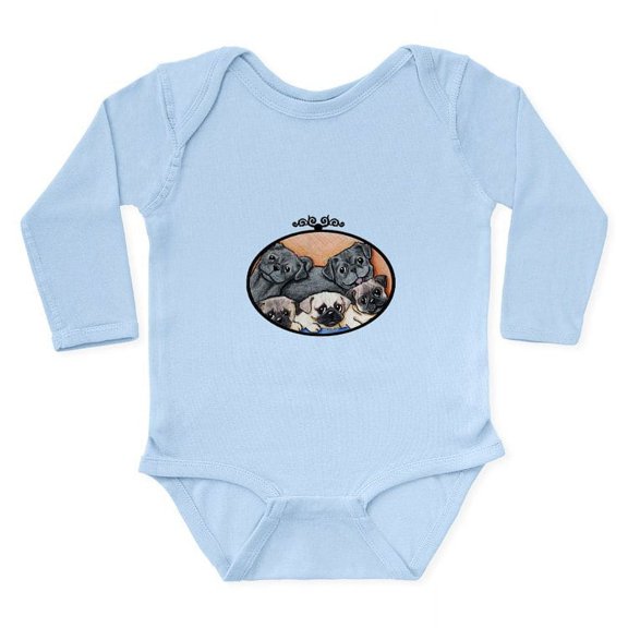 CafePress - Pug Party Long Sleeve Infant Bodysuit - Long Sleeve Cotton Baby Bodysuit