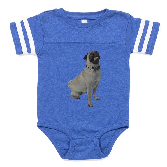CafePress - Pug Photo - Cute Infant Baby Football Bodysuit