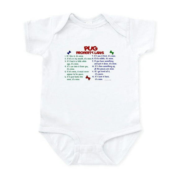 CafePress - Pug Property Laws 2 Infant Bodysuit - Baby Light Bodysuit, Size Newborn - 24 Months