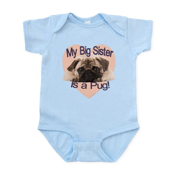 CafePress - Pug Sister Infant Bodysuit - Baby Light Bodysuit, Size Newborn - 24 Months