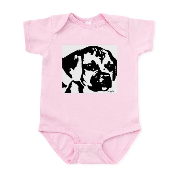 CafePress - Puggle Black & White Infant Bodysuit - Baby Light Bodysuit, Size Newborn - 24 Months