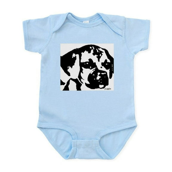 CafePress - Puggle Black & White Infant Bodysuit - Baby Light Bodysuit, Size Newborn - 24 Months