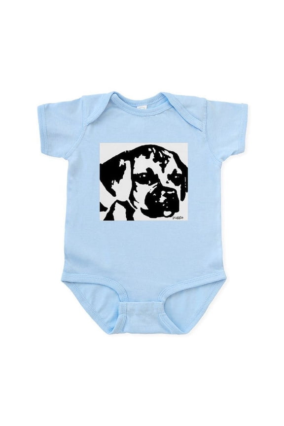 - Puggle Black & White Infant Bodysuit - Baby Light Bodysuit, Size Newborn - 24 Months