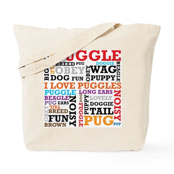 CafePress - Puggle Words Tote Bag - Unisex Canvas Tote Bag, Beige, 1-Piece