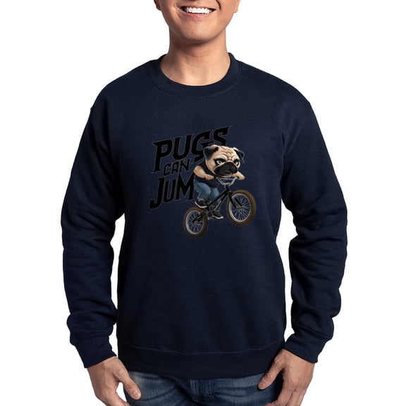 CafePress - Pugs Can Jump - Classic Crew Neck Sweatshirt