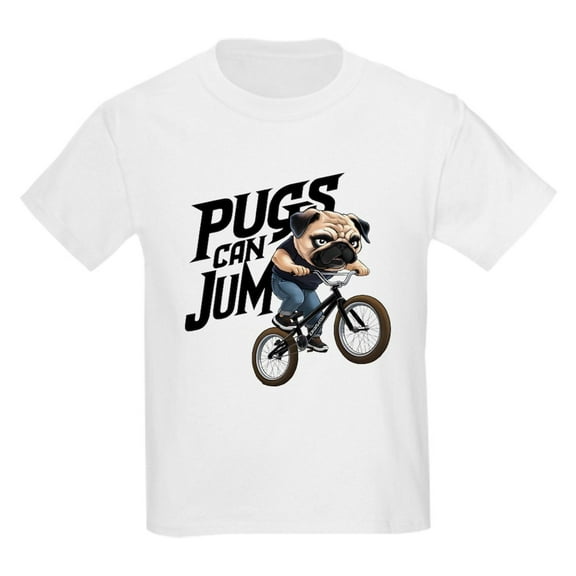 CafePress - Pugs Can Jump Kids T Shirt - Light Classic Kids Graphic, Short Sleeve T-Shirt, Sizes XS-XL