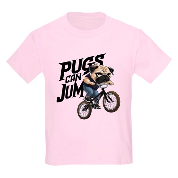 CafePress - Pugs Can Jump Kids T Shirt - Light Classic Kids Graphic, Short Sleeve T-Shirt, Sizes XS-XL