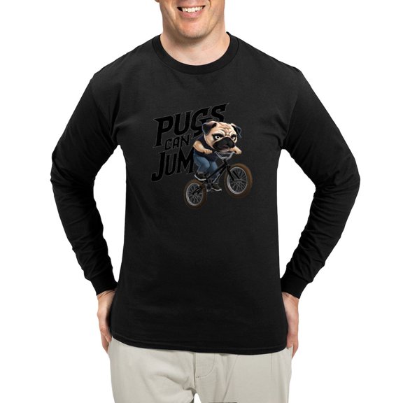 CafePress - Pugs Can Jump Men's Long Sleeve T Shirt - Long Sleeve Dark T-Shirt