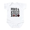 thumbnail image 1 of CafePress - Pugs & Kisses Black Text Stacked Body Suit - Baby Light Bodysuit, Size Newborn - 24 Months, 1 of 4