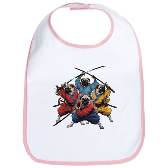 CafePress - Pugs Ninja T Shirt - Cute Cotton Cloth Baby Bib, Toddler Bib