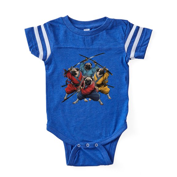 CafePress - Pugs Ninja T Shirt - Cute Infant Baby Football Bodysuit