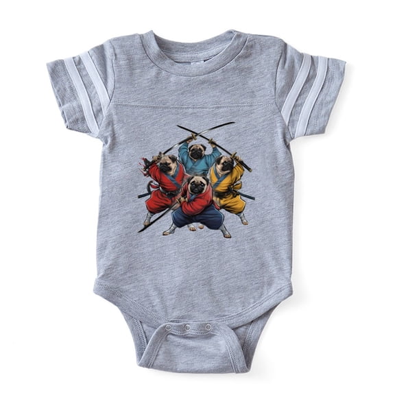 CafePress - Pugs Ninja T Shirt - Cute Infant Baby Football Bodysuit