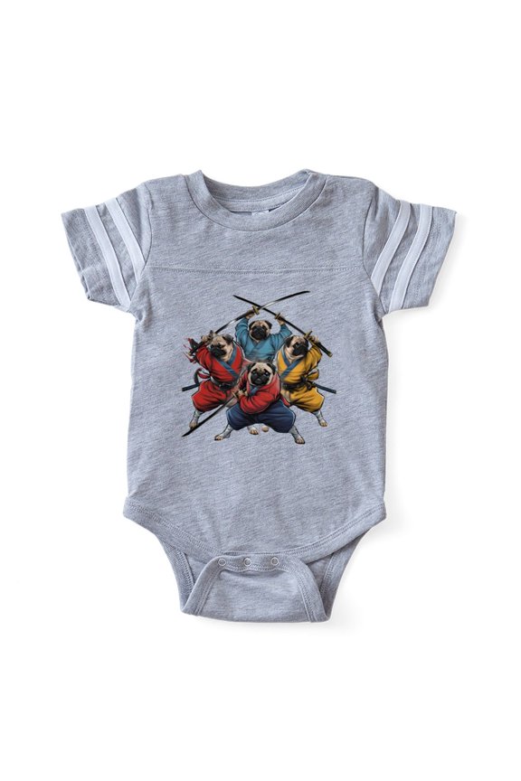 - Pugs Ninja T Shirt - Cute Infant Baby Football Bodysuit