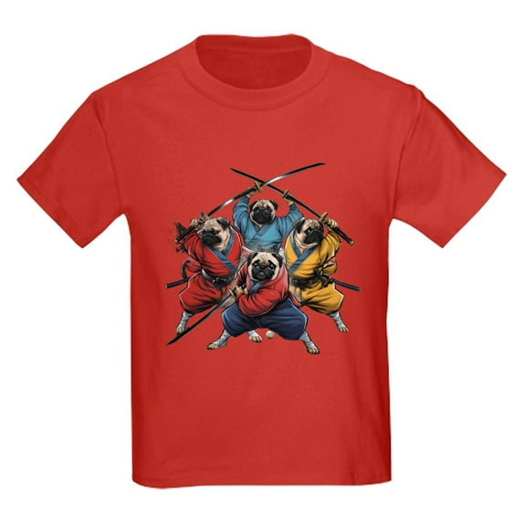CafePress - Pugs Ninja T Shirt Kids T Shirt - Dark T-Shirt Kids XS-XL