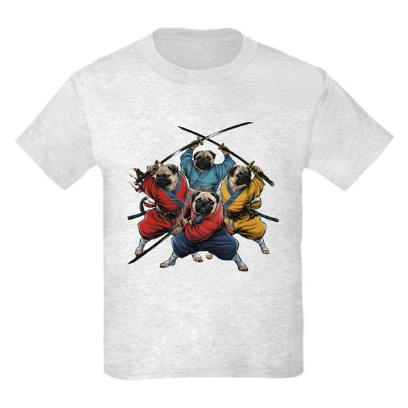 CafePress - Pugs Ninja T Shirt Kids T Shirt - Light Classic Kids Graphic, Short Sleeve T-Shirt, Sizes XS-XL