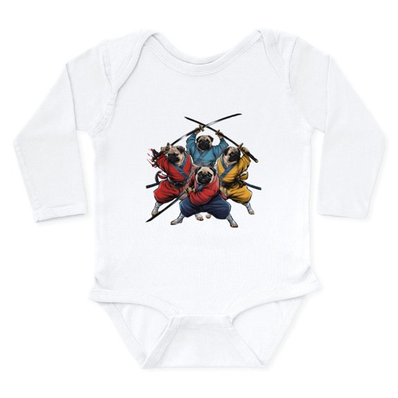 CafePress - Pugs Ninja T Shirt - Long Sleeve Cotton Baby Bodysuit