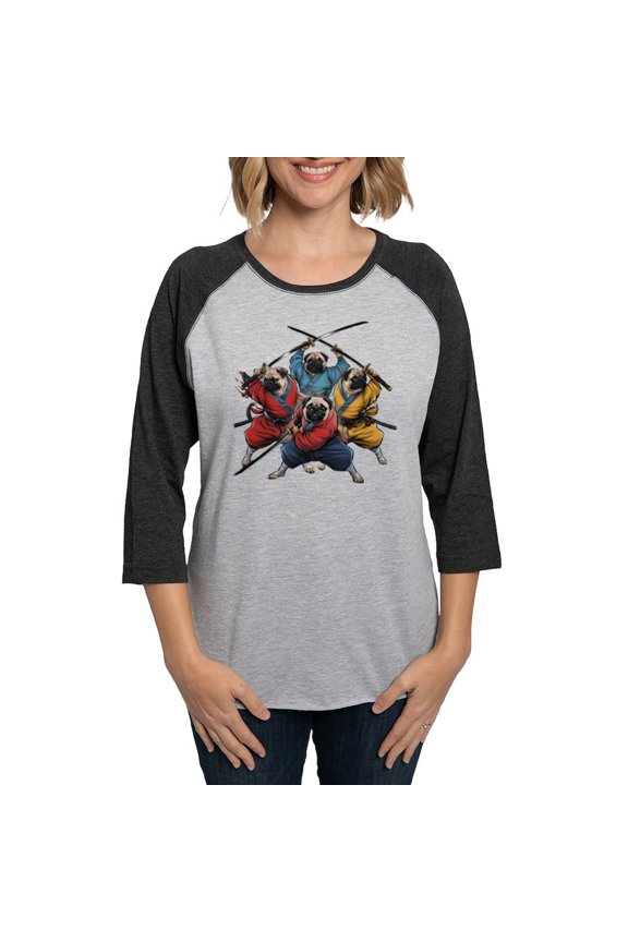 - Pugs Ninja T Shirt Women's Baseball T Shirt - Womens Baseball Tee