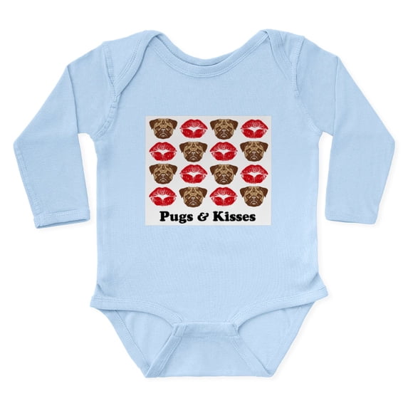 CafePress - Pugskisses2 Body Suit - Long Sleeve Cotton Baby Bodysuit
