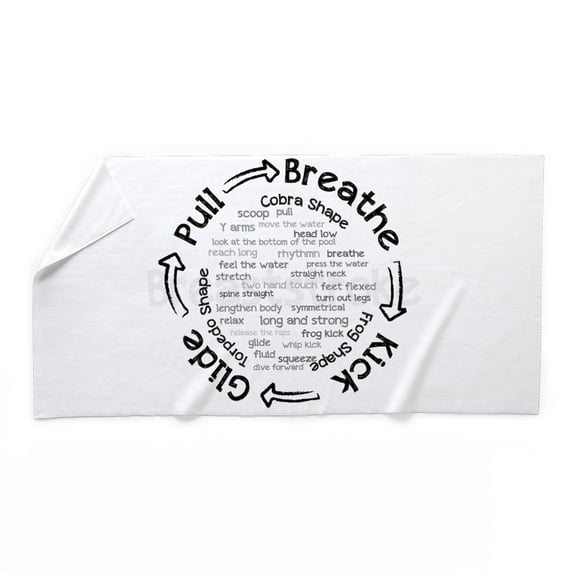 CafePress - Pull Breathe Kick Glide - Large Beach Towel, Soft 30"x60" Towel with Unique Design