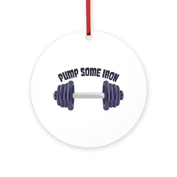 CafePress - Pump Some Iron - Round Wood Ornament 4"