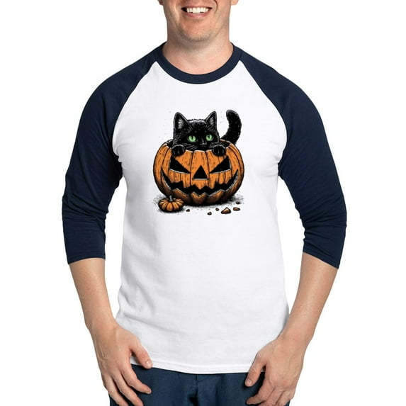CafePress - Pumpkin Cat - Cotton Baseball Jersey, 3/4 Raglan Sleeve Shirt