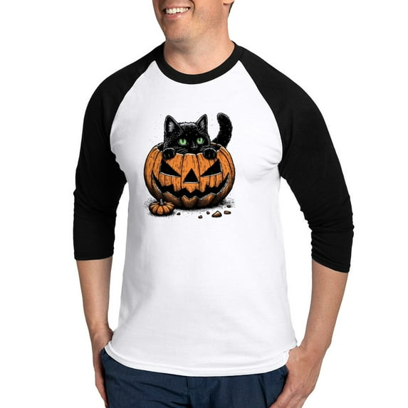 CafePress - Pumpkin Cat - Cotton Baseball Jersey, 3/4 Raglan Sleeve Shirt