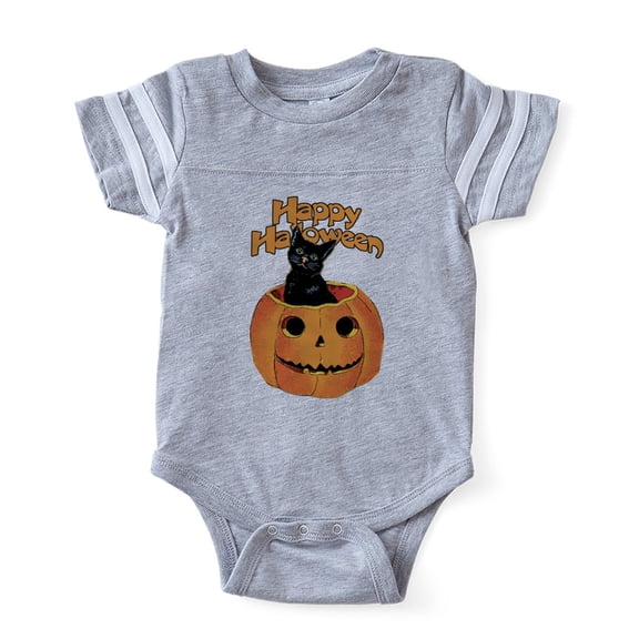 CafePress - Pumpkin Cat Vintag Hh_Tr - Cute Infant Baby Football Bodysuit