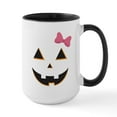 thumbnail image 1 of CafePress - Pumpkin Face Pink Bow Large Mug - 15 oz Ceramic Large White Novelty Mug, 1 of 4