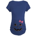 thumbnail image 1 of CafePress - Pumpkin Face Pink Bow Maternity Dark T Shirt - Maternity Dark T-Shirt, 1 of 3