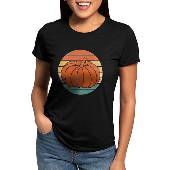 CafePress - Pumpkin Halloween Retro T Shirt - Womens Tri-blend T-Shirt