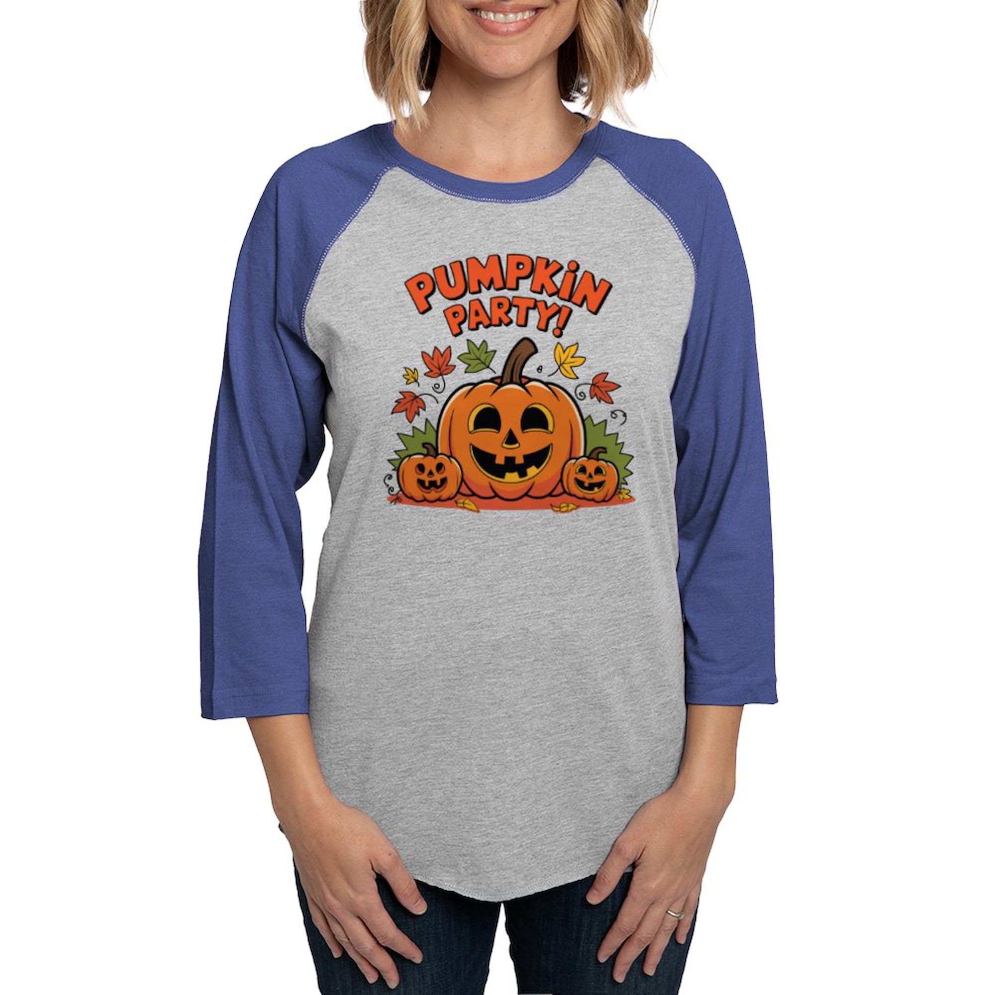 CafePress - Pumpkin Party Design – Halloween Fun Women's Baseball T Shirt - Womens Baseball Tee