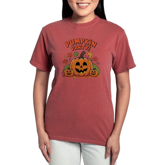 CafePress - Pumpkin Party Design – Halloween Fun Women's Comfort Colors® T Shirt - Womens Comfort Colors® Shirt