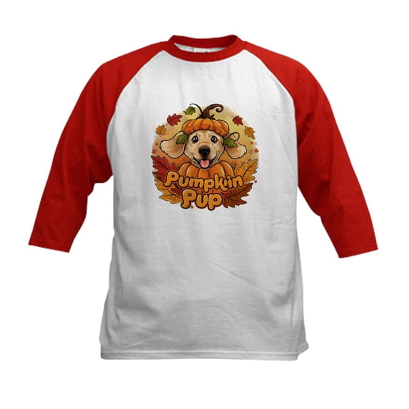 CafePress - Pumpkin Pup Kids Baseball T Shirt - Kids Cotton Baseball Jersey, 3/4 Sleeve Shirt